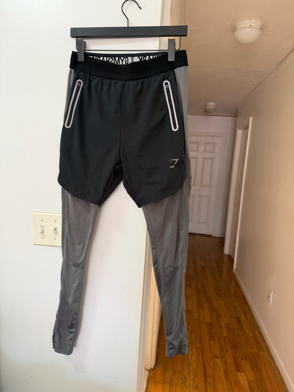 Gymshark Black & Gray Layered Training Tights